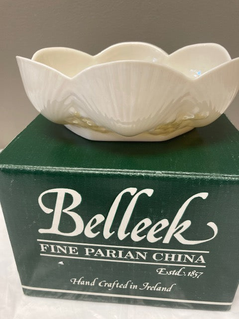 Belleek Pottery Bowl Shell Lustre Coral