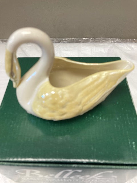 Belleek Pottery Bowl Swan Lustre 6