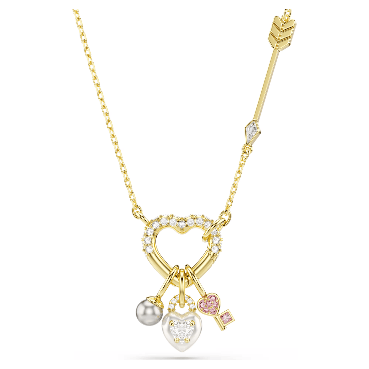 Swarovski 2026 NEW Idyllia Heart, Key, Pink, Gold Tone Necklace