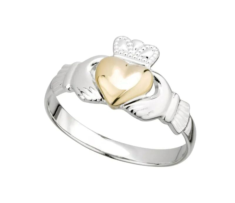 Claddagh Ring Gold Heart Silver band