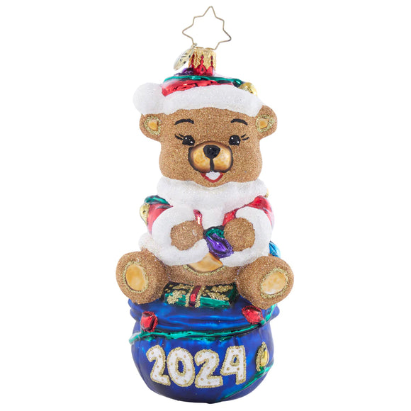 Christopher Radko 2024 NEW Dated Santa's Bear Buddy Ornament