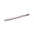 A luxury ballpoint pen with a faceted rose gold barrel and sparkling pink rhinestone accents, shown on a clean white background.