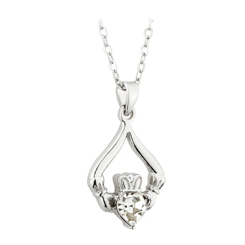 Solvar Irish Claddagh Jewelry Silver Birthstone Necklace