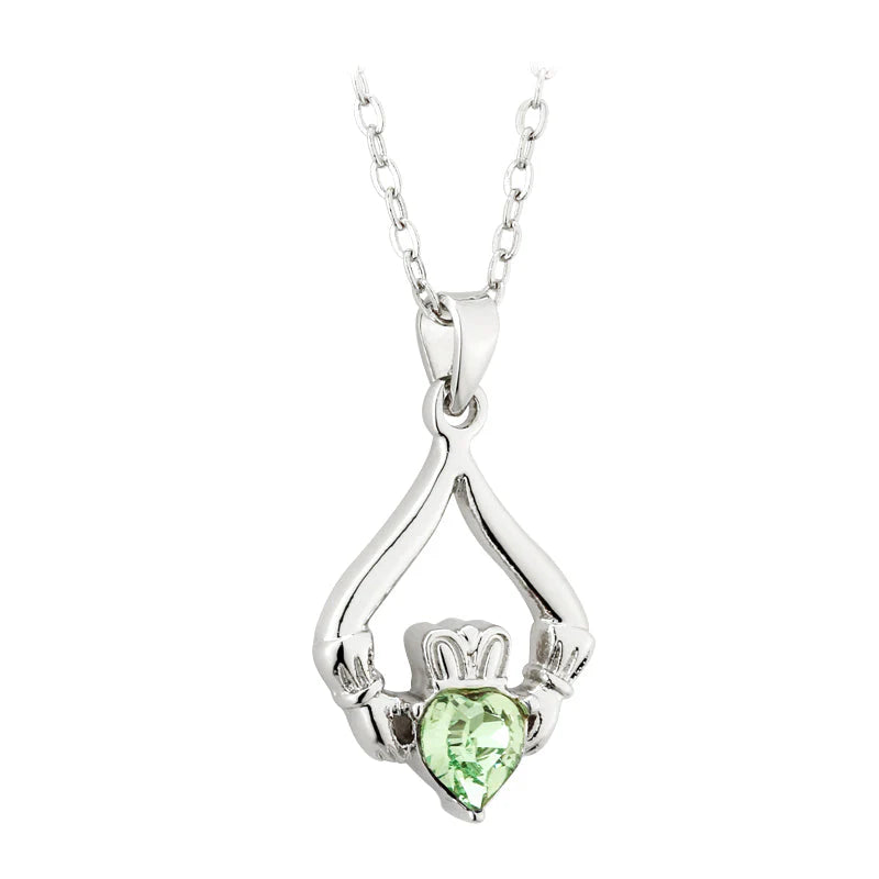 Solvar Irish Claddagh Jewelry Silver Birthstone Necklace