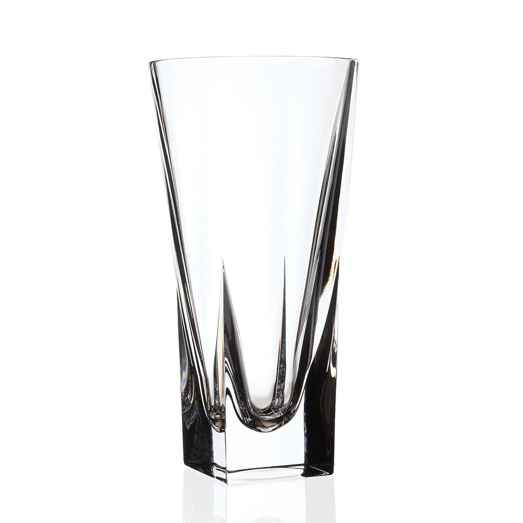 Clear glass vase on a white background