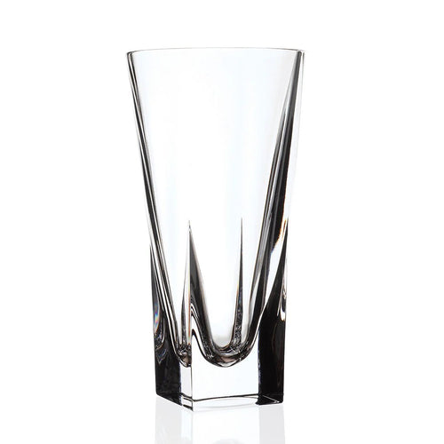Clear glass vase on a white background