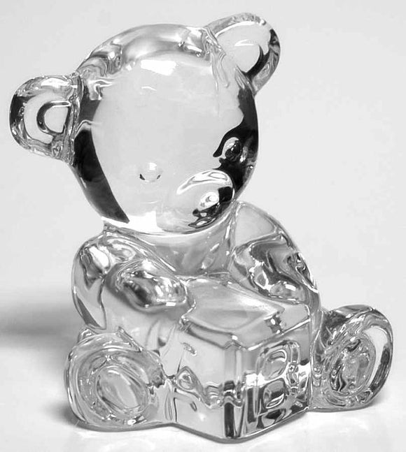 Waterford Crystal Baby Bear With Block Paperweight