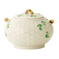 Belleek Pottery Shamrock Covered Sugar 