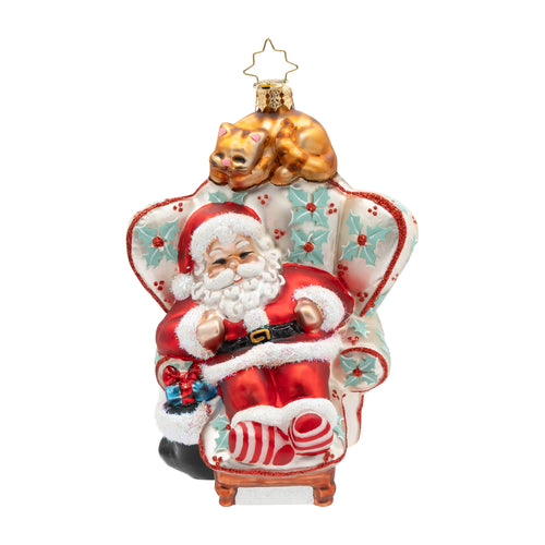 Christopher Radko 2026 NEW Cat Nap Santa Ornament