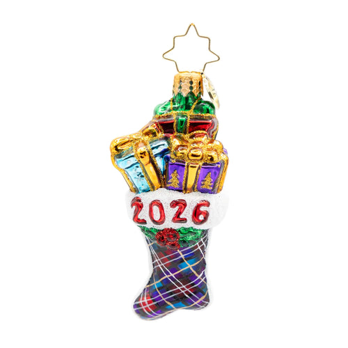 Christopher Radko 2026 NEW Dated Stacked Holiday Joy Stocking Gem