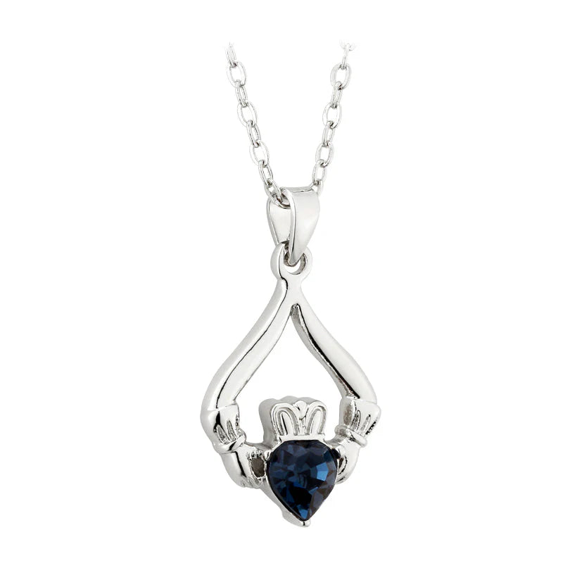 Solvar Irish Claddagh Jewelry Silver Birthstone Necklace