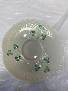 Belleek Pottery Shamrock Harp Tea Saucer