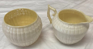 Belleek Pottery Limpet Creamer and Sugar Set