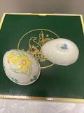 Belleek Pottery Cover Egg Box with Daffodils