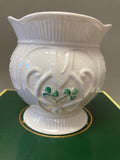 Belleek Pottery Irish Green Shamrock Bowl Love Heart 5"
