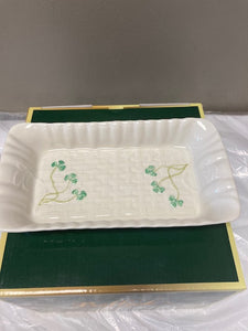 Belleek Pottery Tray Shamrock 5"