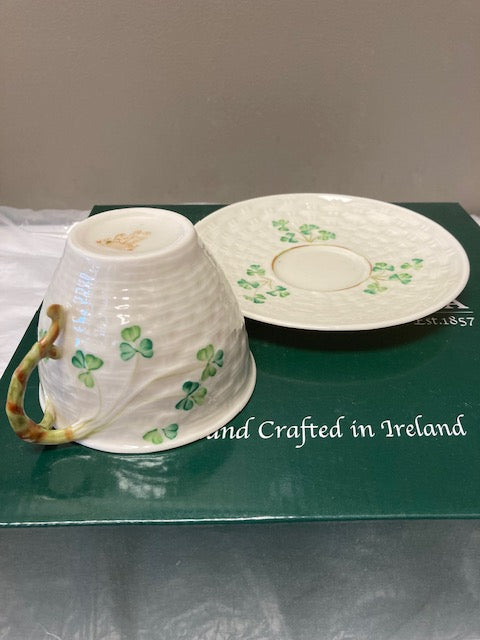 Belleek Pottery Tea Cup & Saucer