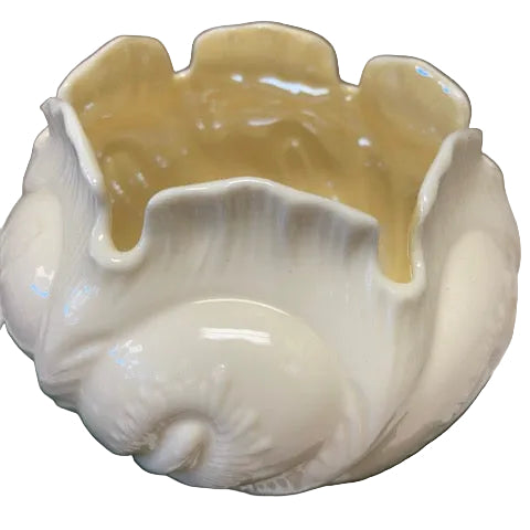 Belleek Pottery Bowl Fern Feather 5"