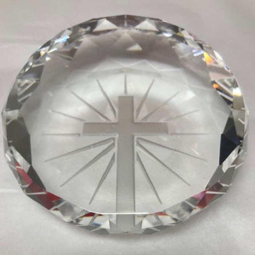 Prism Cut Cross Paperweight Round