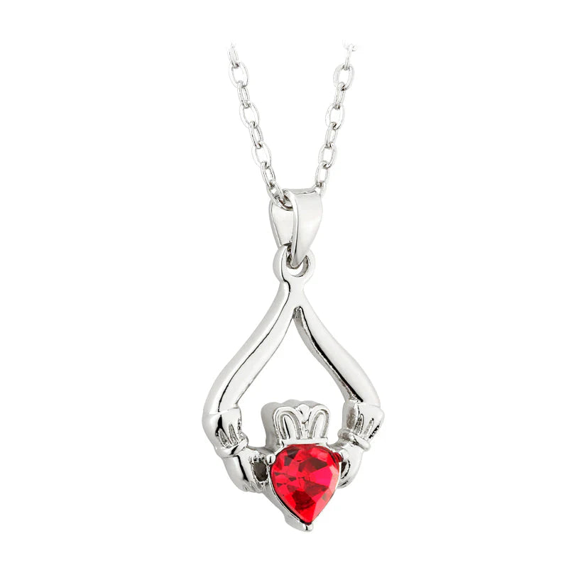 Solvar Irish Claddagh Jewelry Silver Birthstone Necklace