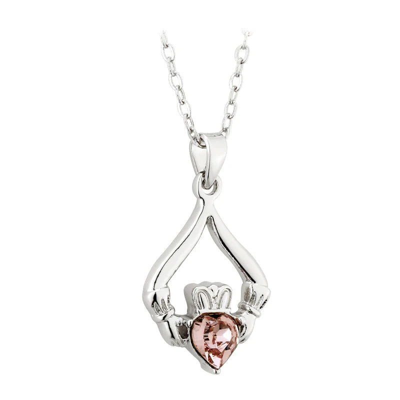 Solvar Irish Claddagh Jewelry Silver Birthstone Necklace