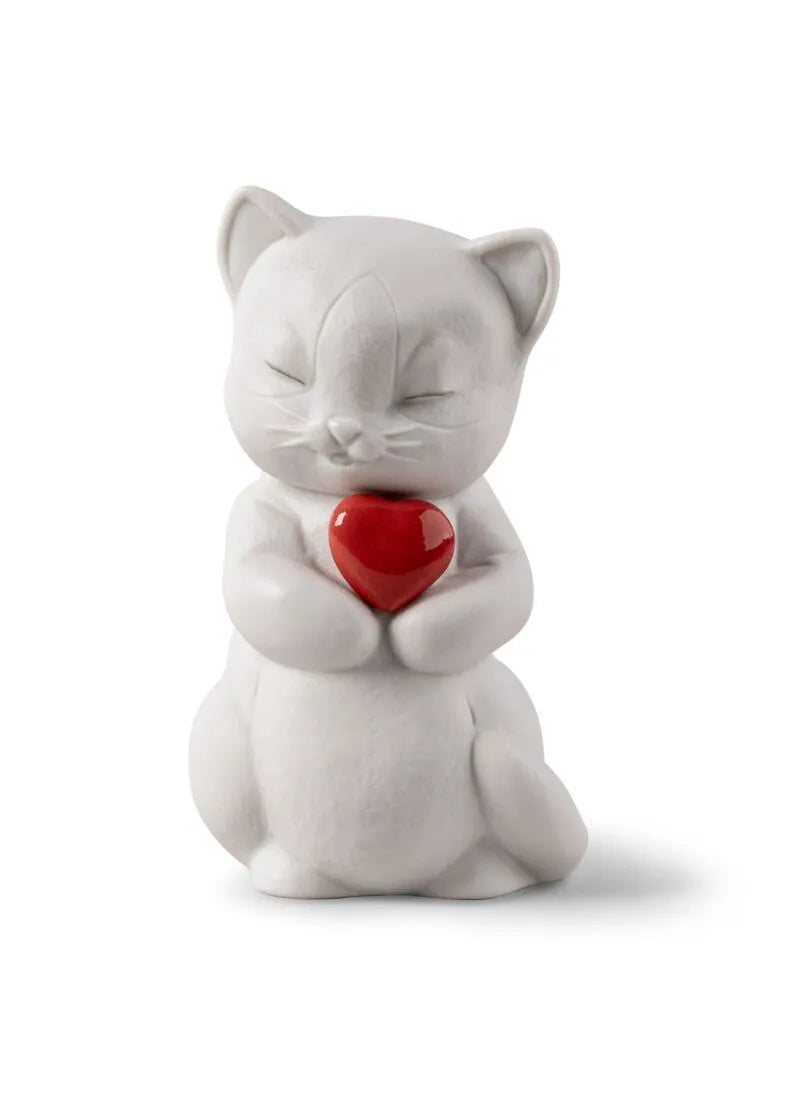 Lladro Red Heart Wiskers Playful Kitten