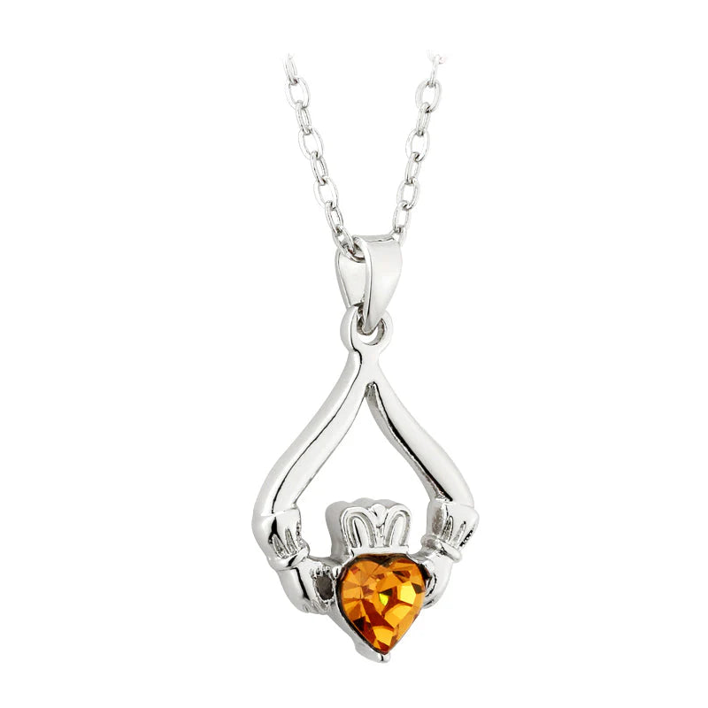 Solvar Irish Claddagh Jewelry Silver Birthstone Necklace
