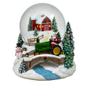 San Francisco Music Box Company Christmas Barn and Tractor Snow Globe