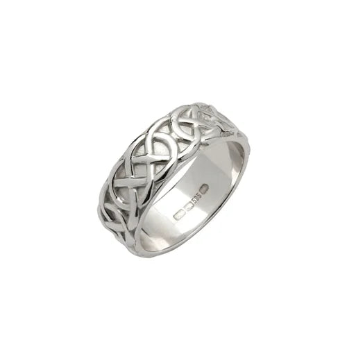 Fado Irish Jewelry 14ct White Gold Celtic Trinity Knot Ring Size 10.5