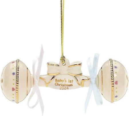 Lenox NEW 2024 Baby's First Christmas Rattle Ornament