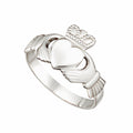 Solvar 14ct White Gold Irish Claddagh Ring Size 10