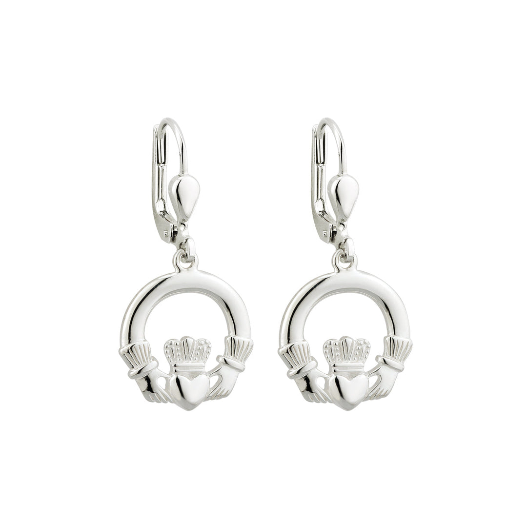 Solvar Sterling Silver Irish Claddagh Jewelry Heart Drop Earrings