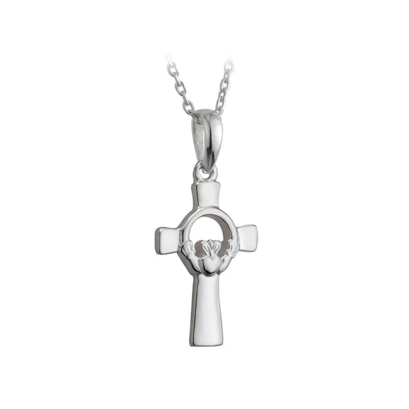 Solvar Silver Cross Claddagh Pendant