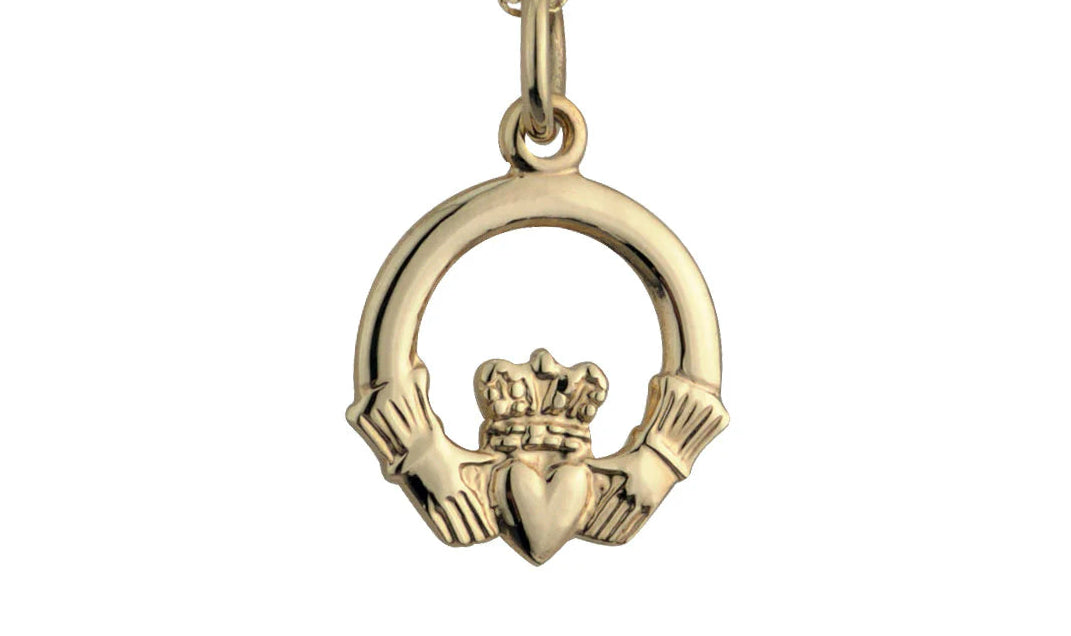 Solvar 10ct Gold Irish Claddagh Jewelry Necklace Small Without Chain