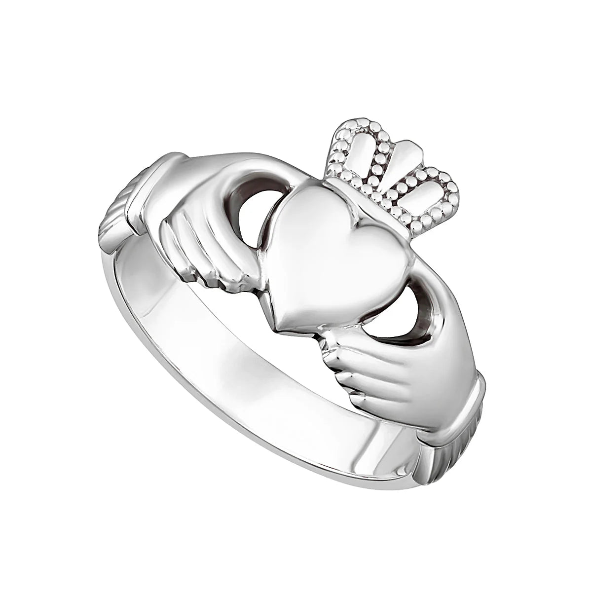 Solvar 14ct White Gold Irish Claddagh Ring Size 10
