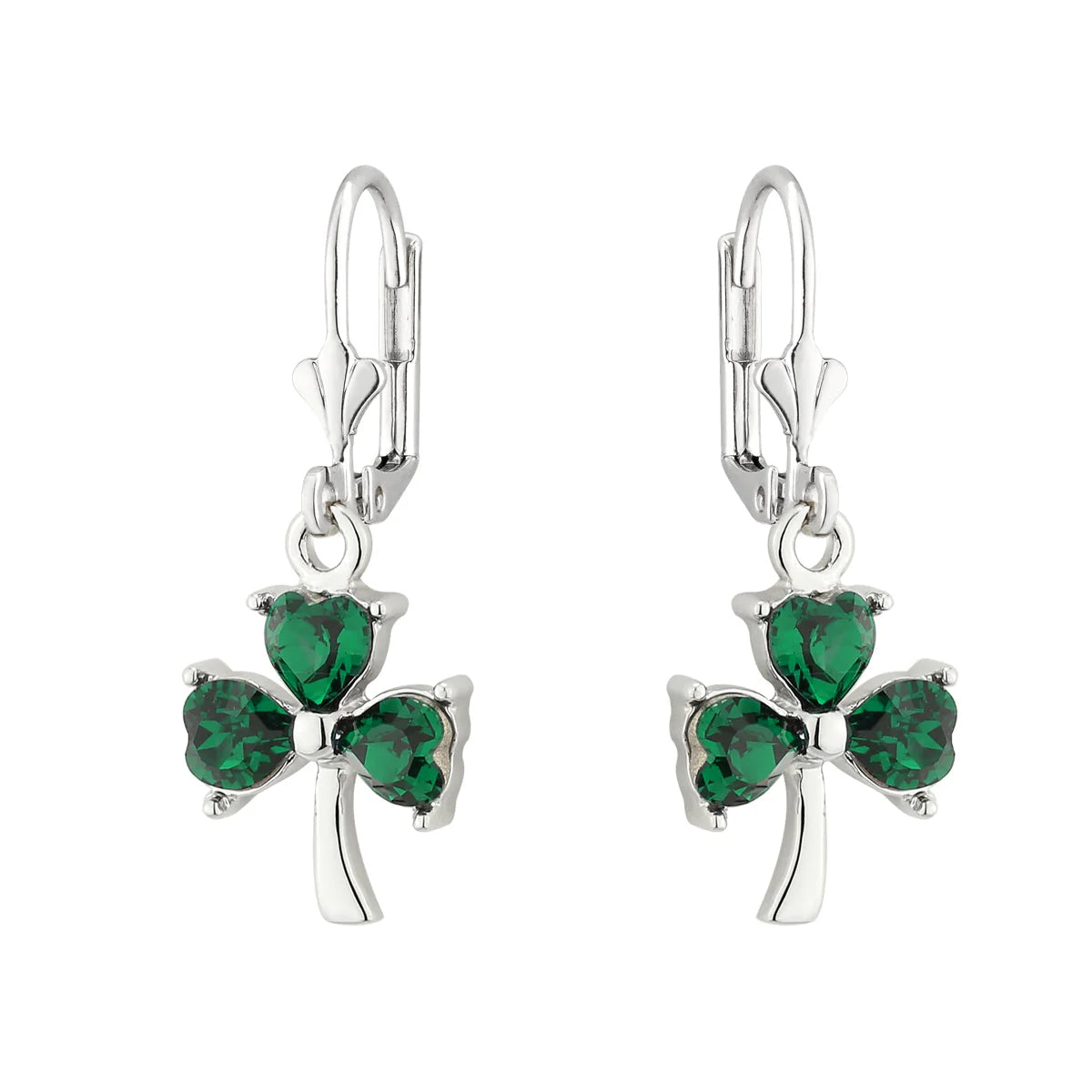 Solvar 2025 NEW Rhodium Lucky Green Drop Earrings Shamrock Jewelry