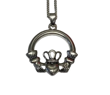Solvar Rhodium Plated Irish Claddagh Necklace