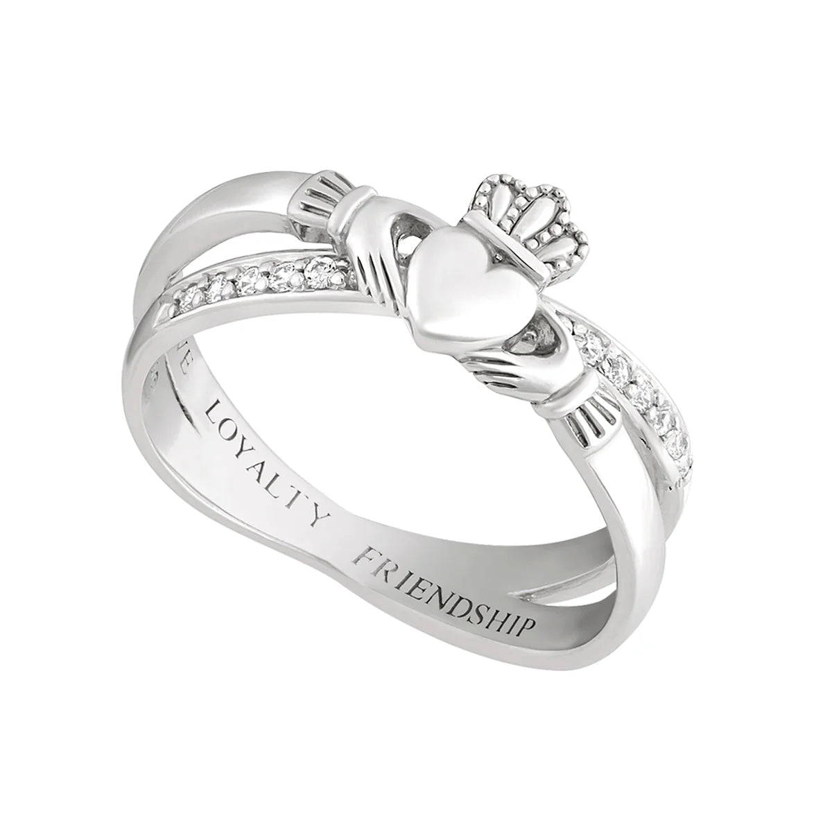 Solvar Silver Kiss Heart Claddagh Ring Size 7.5