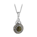 Solvar Sterling Silver Connamara Marble & Marcasite Trinity Knot Necklace