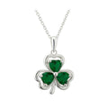 Solvar Sterling Silver Green Shamrock Jewelry Necklace
