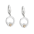 Solvar Sterling Silver Irish Claddagh Jewelry 10ct Heart Drop Earrings 