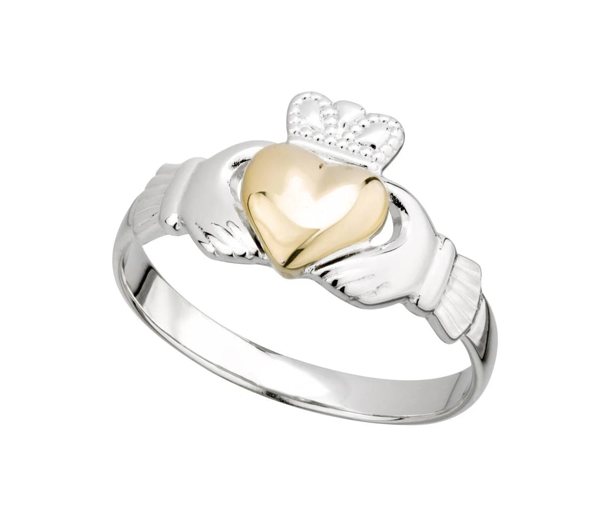 Solvar Sterling Silver Ladies Heart 10ct Claddagh Ring