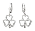 Solvar Sterling Silver Shamrock Jewelry Zirconia Earrings