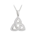 Solvar Sterling Silver Zirconia Outlined Trinity Knot Necklace 