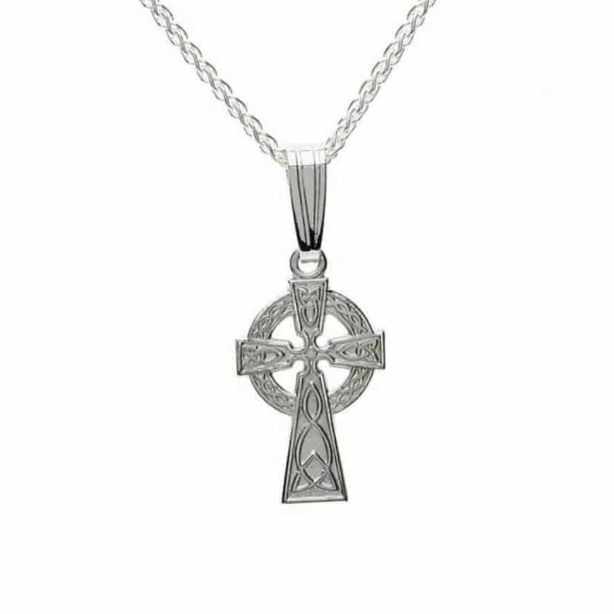 Solvar White Gold 14ct Celtic Knot Cross Necklace