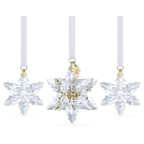 Swarovski 2024 NEW Annual 3D & 2 Little Snowflake Ornaments, Set of 3 