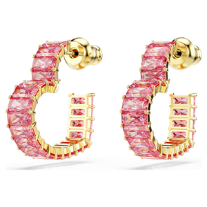 Swarovski 2025 NEW Matrix Heart Hoop Earrings Baguette Pink Heart