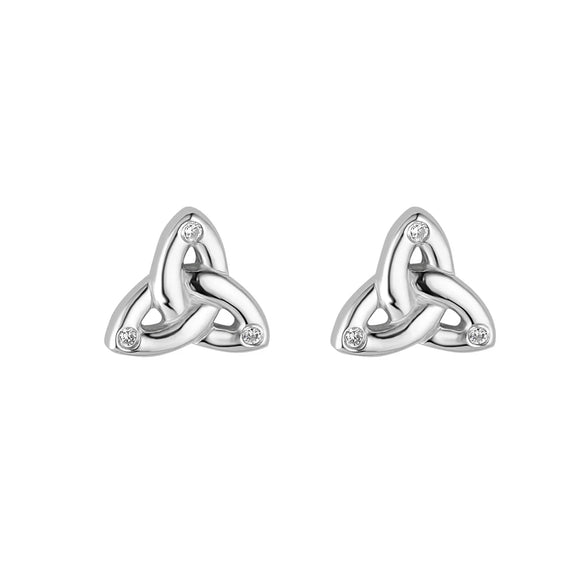 Solvar Sterling Silver Trinity Knot Stud 3 Zirconia Earrings