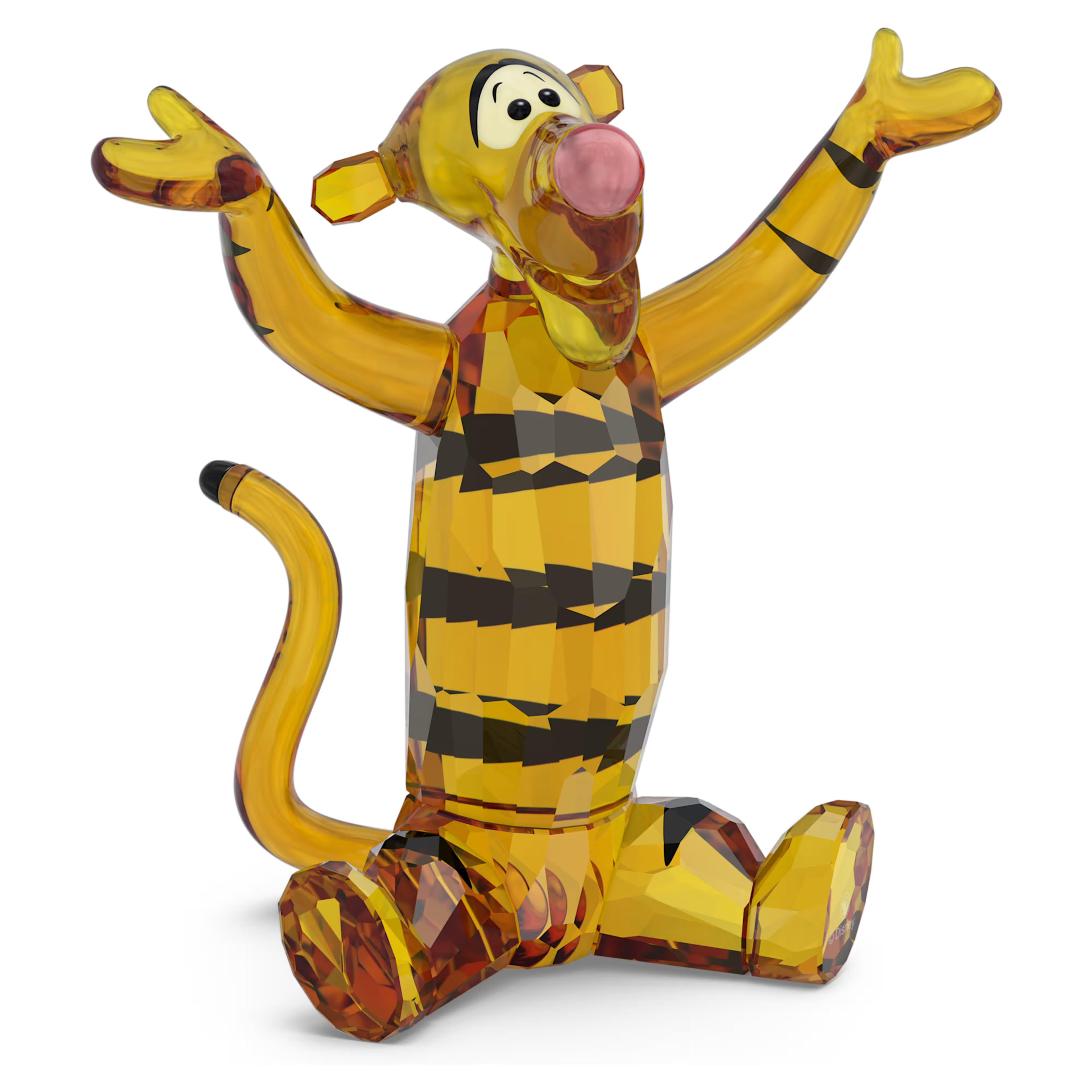 Glass figurine of a tiger with a white background