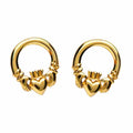 Solvar 14ct Gold Irish Claddagh Jewelry Pierced Earrings, Pair